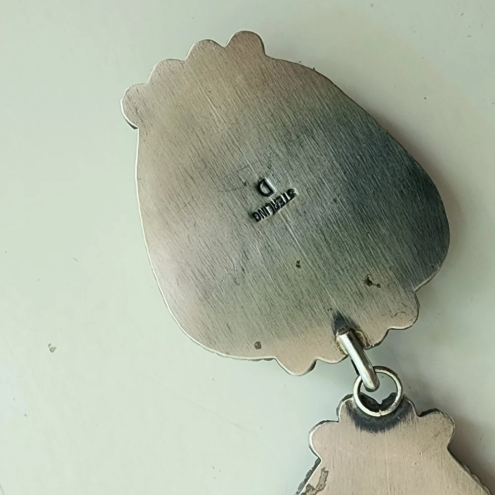 Dave Skeets Blackjack Turquoise Lariat And Earrings Set Sterling BIG - Picture 6 of 6